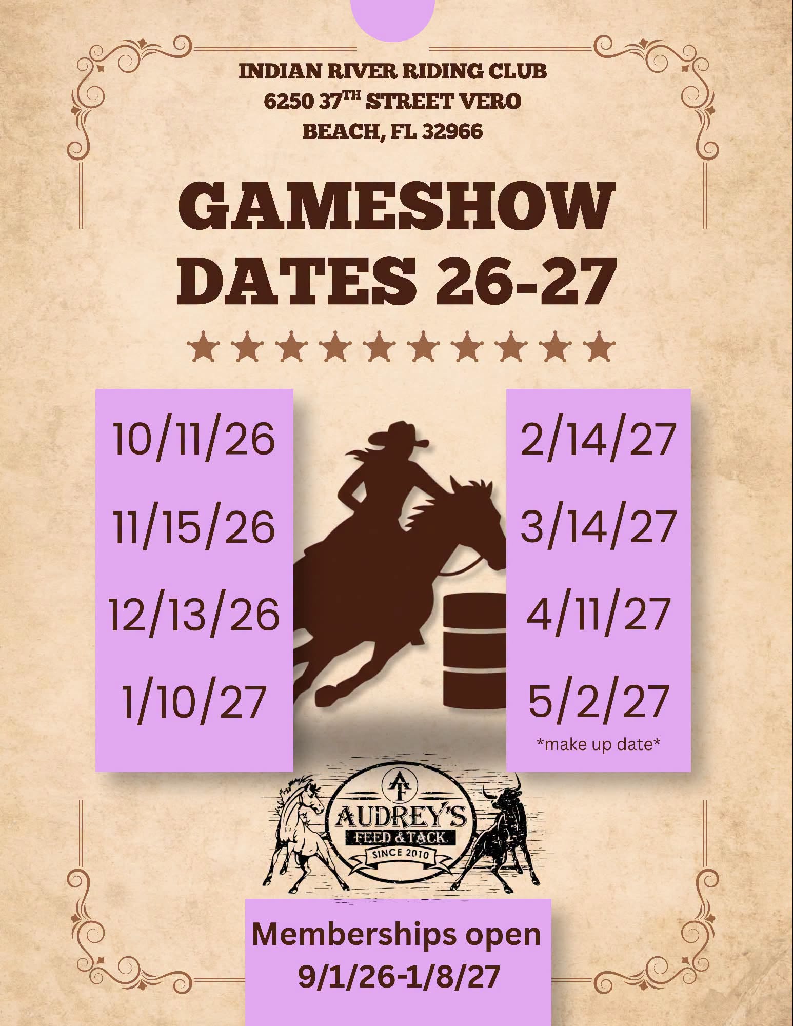 Barrel Racing Schedule of Events | www.floridaequineathlete.com